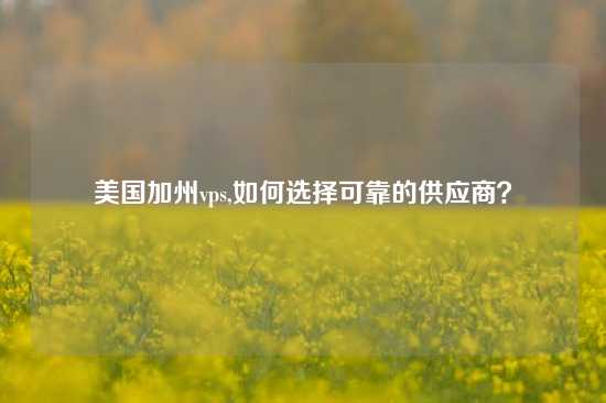 美国加州vps,如何选择可靠的供应商？