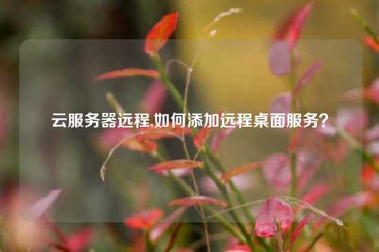 云服务器远程,如何添加远程桌面服务？
