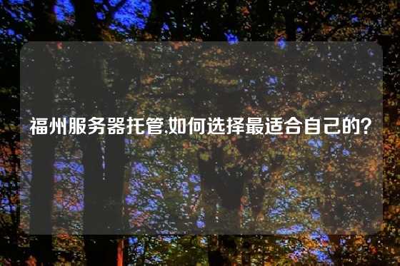 福州服务器托管,如何选择最适合自己的？