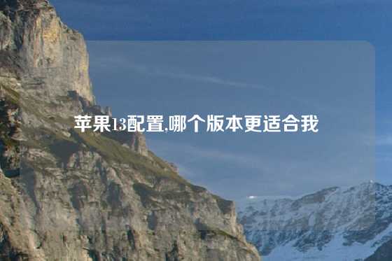 苹果13配置,哪个版本更适合我