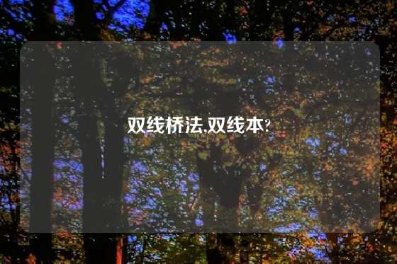 双线桥法,双线本?