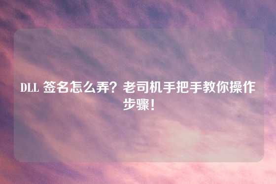 DLL 签名怎么弄？老司机手把手教你操作步骤！