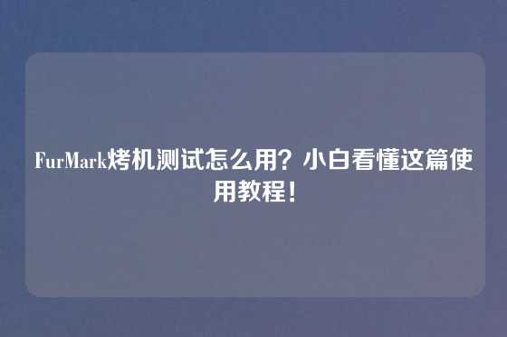 FurMark烤机测试怎么用？小白看懂这篇使用教程！