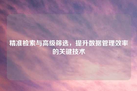 精准检索与高级筛选，提升数据管理效率的关键技术