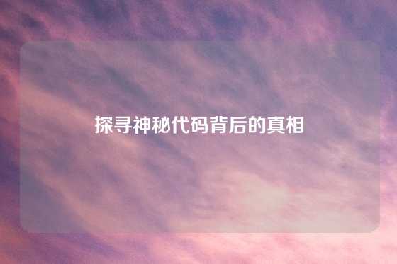 探寻神秘代码背后的真相