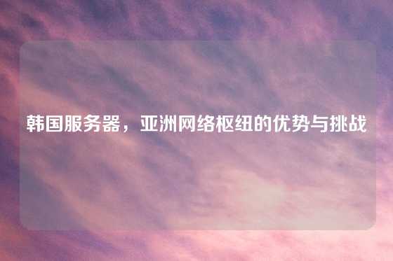韩国服务器，亚洲网络枢纽的优势与挑战