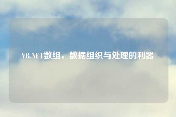 VB.NET数组，数据组织与处理的利器