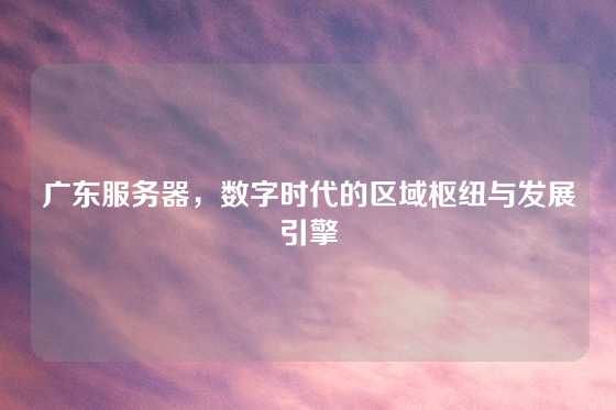 广东服务器，数字时代的区域枢纽与发展引擎