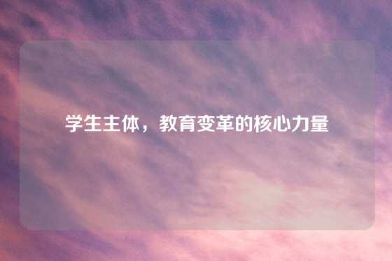 学生主体，教育变革的核心力量
