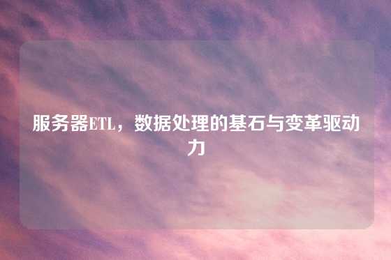 服务器ETL，数据处理的基石与变革驱动力