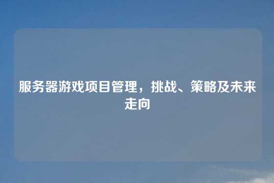 服务器游戏项目管理，挑战、策略及未来走向
