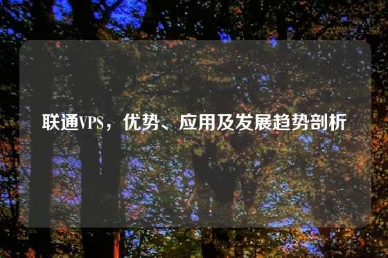 联通VPS，优势、应用及发展趋势剖析
