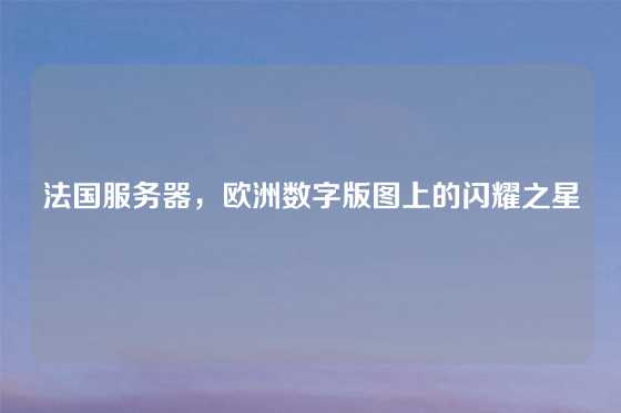 法国服务器，欧洲数字版图上的闪耀之星