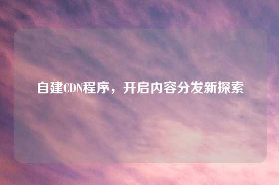 自建CDN程序，开启内容分发新探索