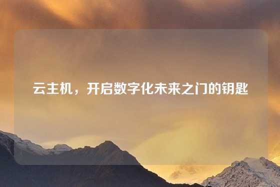 云主机，开启数字化未来之门的钥匙