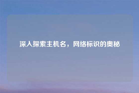 深入探索主机名，网络标识的奥秘