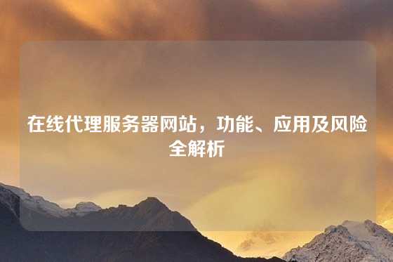 在线代理服务器网站，功能、应用及风险全解析