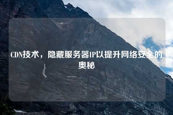 CDN技术，隐藏服务器IP以提升网络安全的奥秘