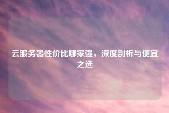 云服务器性价比哪家强，深度剖析与便宜之选