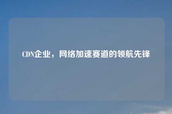 CDN企业，网络加速赛道的领航先锋