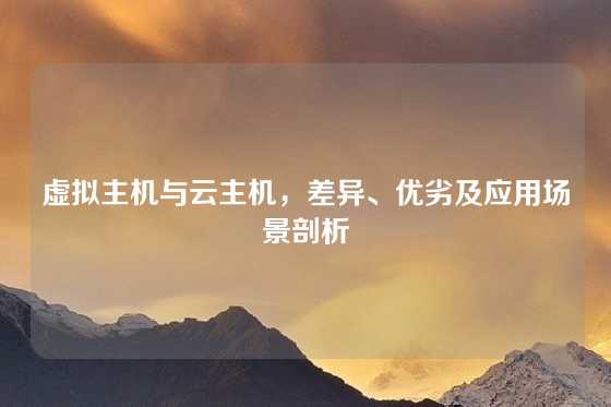 虚拟主机与云主机，差异、优劣及应用场景剖析