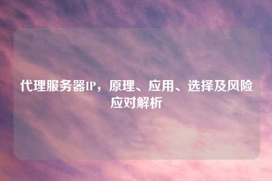 代理服务器IP，原理、应用、选择及风险应对解析