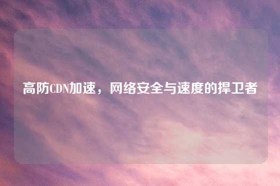 高防CDN加速，网络安全与速度的捍卫者