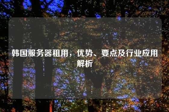 韩国服务器租用，优势、要点及行业应用解析