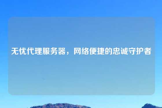 无忧代理服务器，网络便捷的忠诚守护者