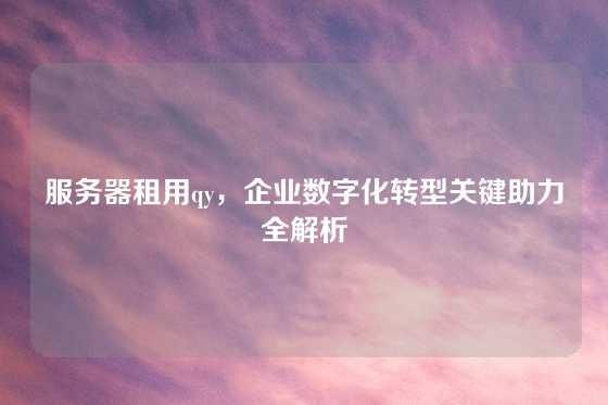 服务器租用qy，企业数字化转型关键助力全解析