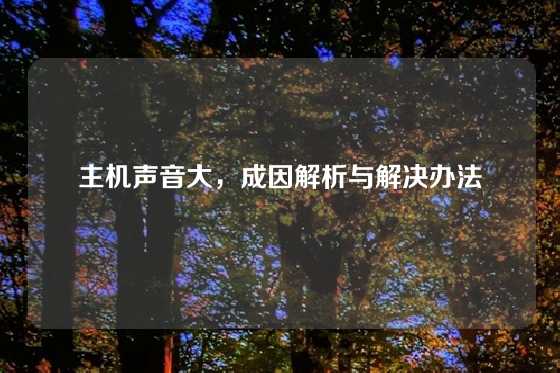 主机声音大，成因解析与解决办法