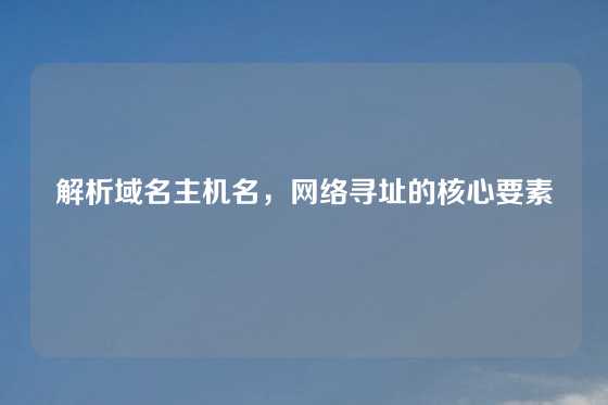 解析域名主机名，网络寻址的核心要素
