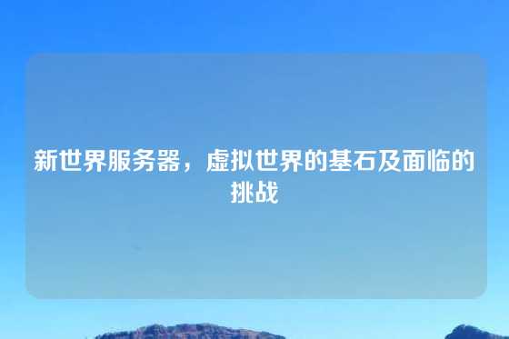 新世界服务器，虚拟世界的基石及面临的挑战