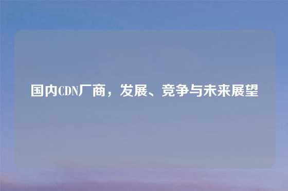 国内CDN厂商，发展、竞争与未来展望