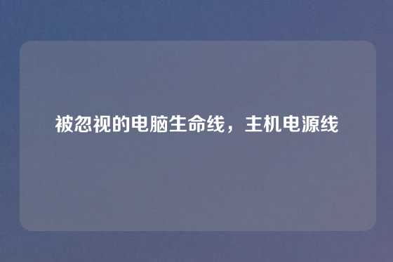 被忽视的电脑生命线，主机电源线