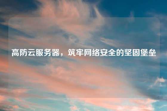 高防云服务器，筑牢网络安全的坚固堡垒