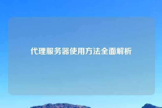 代理服务器使用方法全面解析