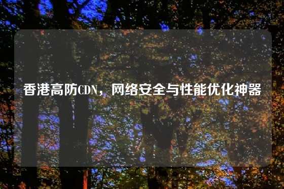 香港高防CDN，网络安全与性能优化神器