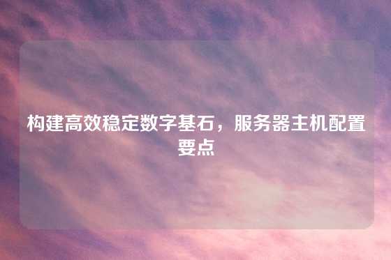 构建高效稳定数字基石，服务器主机配置要点