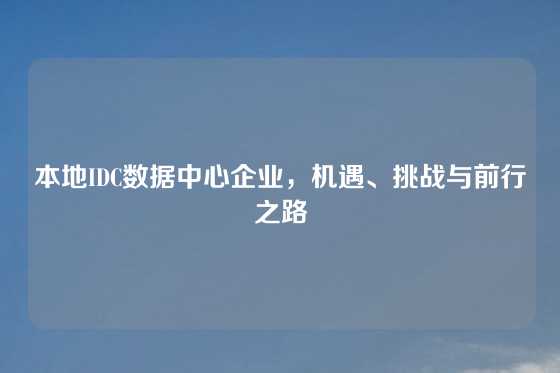 本地IDC数据中心企业，机遇、挑战与前行之路