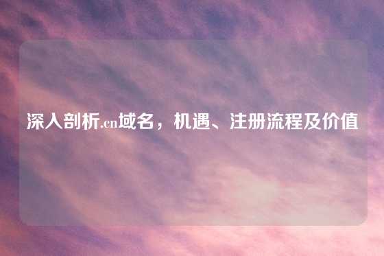 深入剖析.cn域名，机遇、注册流程及价值