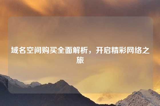 域名空间购买全面解析，开启精彩网络之旅