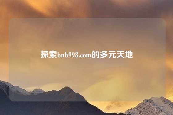 探索bnb998.com的多元天地