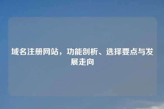 域名注册网站，功能剖析、选择要点与发展走向
