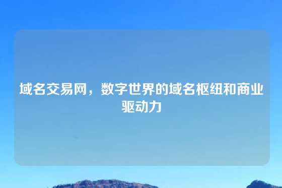 域名交易网，数字世界的域名枢纽和商业驱动力