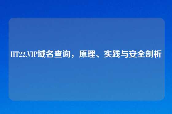 HT22.VIP域名查询，原理、实践与安全剖析
