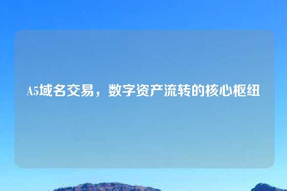 A5域名交易，数字资产流转的核心枢纽