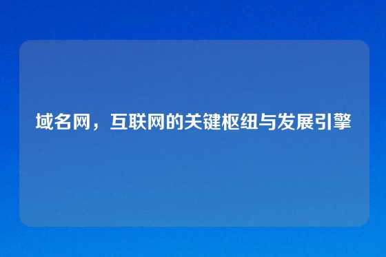 域名网，互联网的关键枢纽与发展引擎