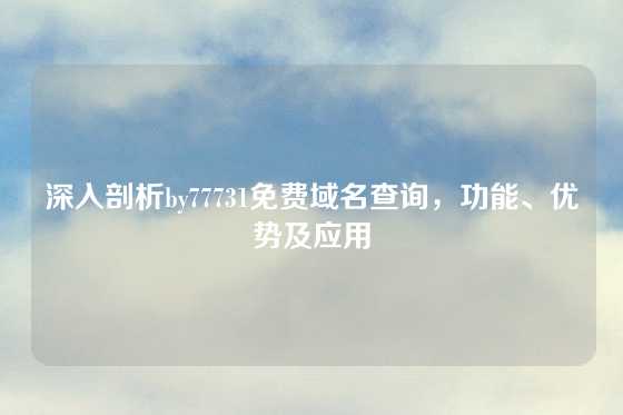 深入剖析by77731免费域名查询，功能、优势及应用