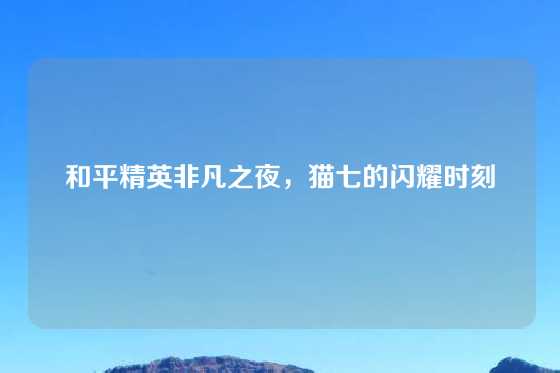 和平精英非凡之夜,猫七的闪耀时刻